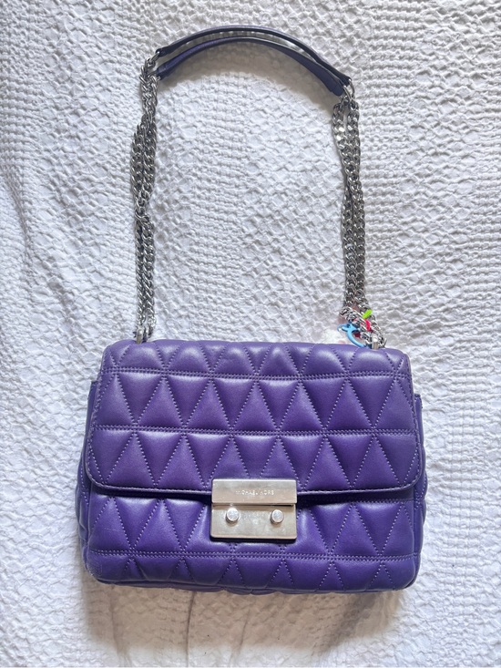 Michael Kors Handbags - Michael Kors Violet Quilted Leather Shoulder Bag with Silver Chain